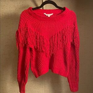 Red Fringe Knit Sweater